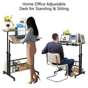 Hadulcet Mobile Standing Desk, Rolling Table Adjustable Computer Desk, Stand Up Laptop Desk Mobile Workstation for Home Office Classroom with Wheels, 31.49 x 23.6 in Light Grey