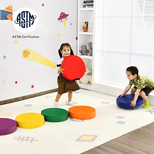 Costzon 6-Piece 15 inch Kids Floor Cushion, 3" Thick Waterproof Daycare Foam Cushion w/Handle, Soft Flexible Seating for Classroom, Home, School, Kindergarten or Nursery