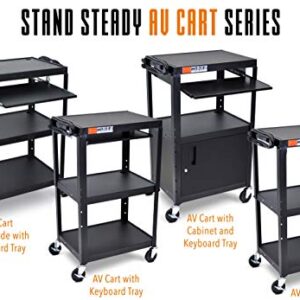 Line Leader AV Cart - Includes Height Adjustable Top Shelf - 15 ft Power Cord with Cord Management Included - Easy to Assemble (42 x 24 x 18 / Black)