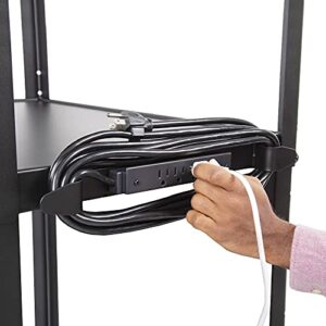 Line Leader AV Cart - Includes Height Adjustable Top Shelf - 15 ft Power Cord with Cord Management Included - Easy to Assemble (42 x 24 x 18 / Black)