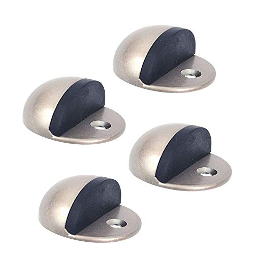 CG PLUS Floor Door Stopper Satin Nickel with Rubber pad, Semicircle Shaped Door Stopper, Stainless Steel for Protecting Wall (2inch x 4pack, Satin Nickel)