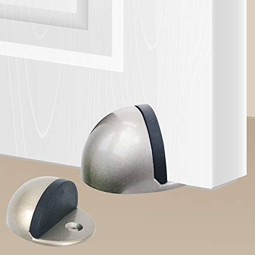 CG PLUS Floor Door Stopper Satin Nickel with Rubber pad, Semicircle Shaped Door Stopper, Stainless Steel for Protecting Wall (2inch x 4pack, Satin Nickel)