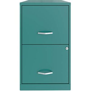 hirsh industries space solutions 18in 2 drawer metal file cabinet teal, letter size, fully assembled