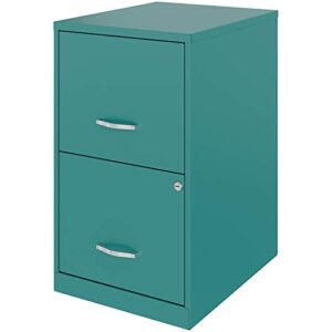 Hirsh Industries Space Solutions 18in 2 Drawer Metal File Cabinet Teal, Letter Size, Fully Assembled