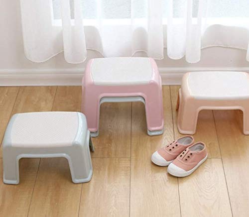 Step Stool Non-Slip Plastic Stool, Thick Plastic Stools for Adults Simple Stool for Living Room, Bathroom with Anti-Skid Pad Chairs for Home, Office - White Blue