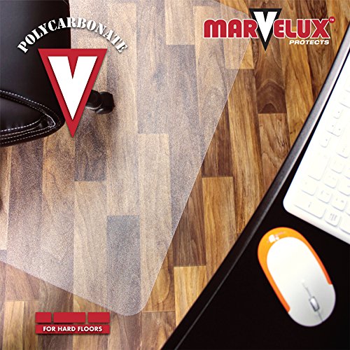 Marvelux 35" x 47" Polycarbonate Chair Mat for Hard Floors and Very Low Pile Carpets with Anti Slip Backing for High Adherence | Rectangular | Hardwood Floor Protector | Shipped Flat | Pack of 2