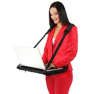 vitalizen laptop harness extra large & comfortable 2021 improved design, hands-free portable, adjustable, wearable desk for up to 17” laptops, tablet, notepad, macbook, etc