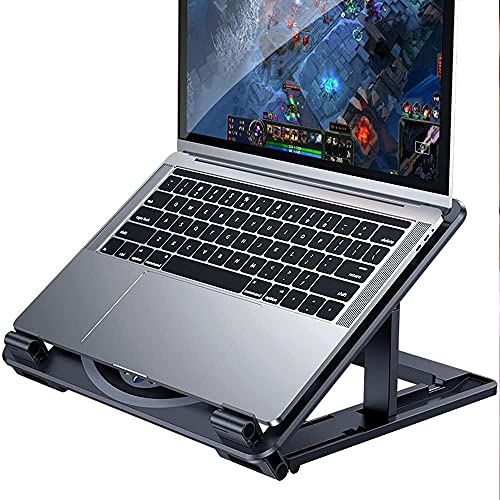 PHOCAR Laptop Cooling Pad, Adjustable Laptop Stand with Cooling Fan for MacBook, Compatible with iPad, iPhone Pro Max, MacBook, Dell, HP, Surface, from 7' to 17' Phones or Laptops-Black