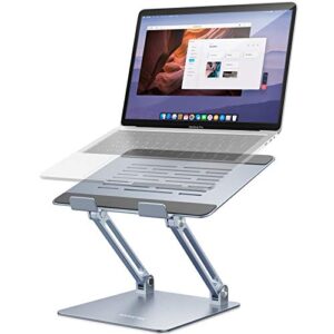 abovetek laptop stand, adjustable laptop riser, aluminum computer stand for laptop up to 17.3 inches, portable laptop holder compatible with macbook pro, hp, ergonomic desktop for office, home, grey