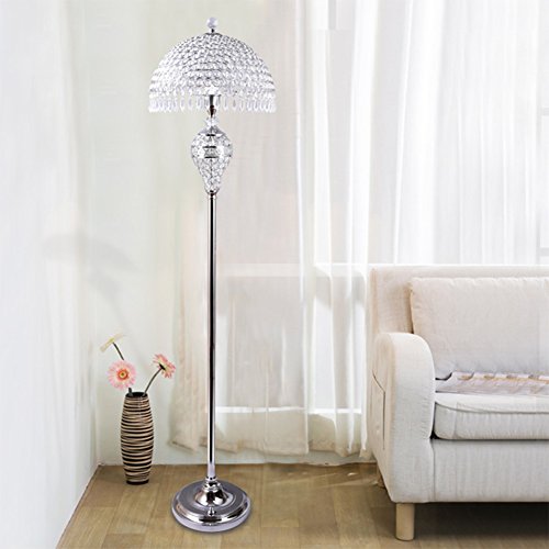 Hsyile Lighting KU300189 Luxury Wedding European Crystal Floor Lamp for Living Room,Bedroom,Office,Chrome Finish,1 Light