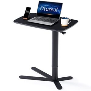28 inch height adjustable standing desk, utureal pneumatic writing computer desk for small spaces, ergonomic lectern podium with steady claw base, sit stand workstation for school, home, office |black