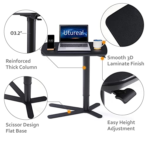 28 Inch Height Adjustable Standing Desk, Utureal Pneumatic Writing Computer Desk for Small Spaces, Ergonomic Lectern Podium with Steady Claw Base, Sit Stand Workstation for School, Home, Office |Black