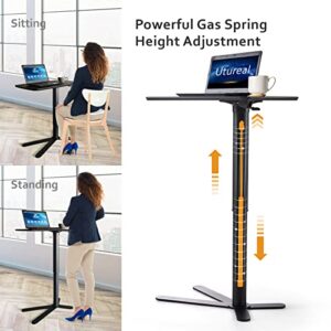 28 Inch Height Adjustable Standing Desk, Utureal Pneumatic Writing Computer Desk for Small Spaces, Ergonomic Lectern Podium with Steady Claw Base, Sit Stand Workstation for School, Home, Office |Black