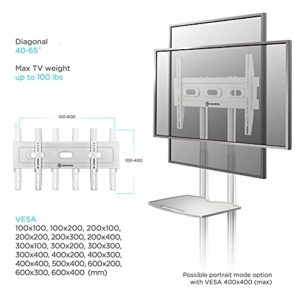 ONKRON Mobile TV Stand with Wheels Rolling TV Stand for 40-65 Inch LED LCD Flat or Curved Screen TVs up to 100 lbs - Height Adjustable TV Cart with Shelves - max VESA 600x400 (TS1351) White