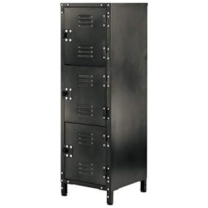 allspace grey metal storage locker, slim organizer steel cabinet, lockable 3 doors, 39″ height, stackable for home, office, gym, kids room 450112et, black