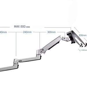 XSJ8013WT Wall Mount Laptop Holder Ultra Long Arm Aluminum Mechanical Spring Full Motion Laptop Mount Arm Monitor Holder Lapdesk (Silver)