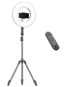 14” selfie ring light with 78” extendable tripod and 2 phone holders, 5 color modes and 10 brightness levels, remote light control, bluetooth shutter, adjustable led ring light for makeup/video/tiktok