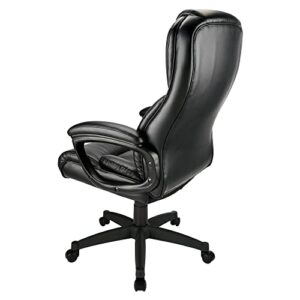 Realspace® Fennington Bonded Leather High-Back Chair, Black