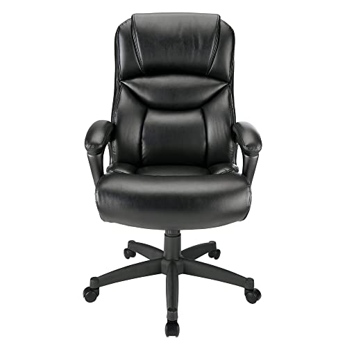Realspace® Fennington Bonded Leather High-Back Chair, Black
