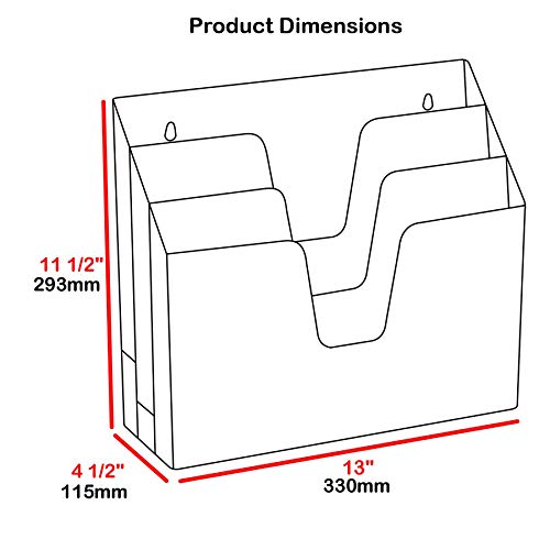 Acrimet Horizontal Triple File Folder Holder Organizer (Smoke Color)