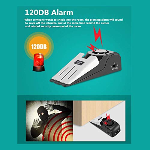 Feixi Door Stop Alarm, Upgraded 2 in 1 Portable Door Stopper Floor Door Stop Alarm Security Door Wedge Intruder Alert with 120DB Siren for Home & Travel