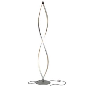 brightech twist floor lamp, bright tall lamp for offices, modern led spiral lamp for living rooms, dimmable standing lamp with sturdy base for bedroom reading, great living room decor – silver