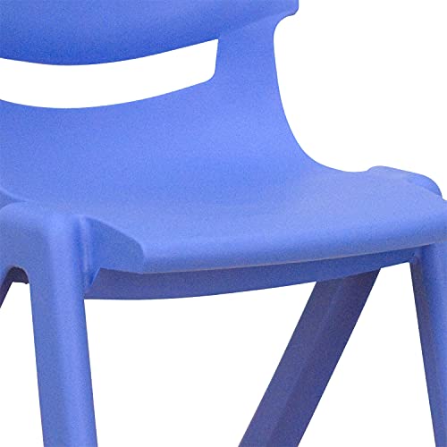 EMMA + OLIVER 4 Pack Blue Plastic Stack School Chair with 12" Seat Height - Kids Chair