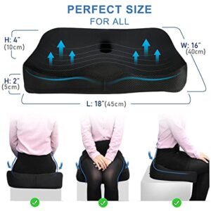 beobeu G1 Seat Cushion Memory Foam Ventilated Ergonomic Design Tailbone Coccyx Pad for Office Chairs,Car seat Cushions, Wheelchairs(18x16 inches)