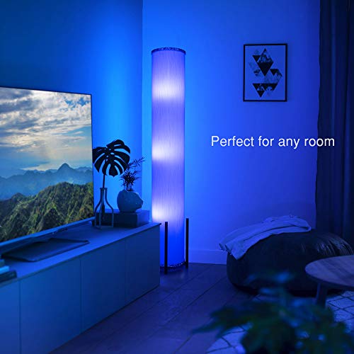 CAUDTK Column Floor Lamps Remote Control Dimmable 61 Inch 3 Smart Light Bulbs Color Changing Modern LED RGB Tall Standing Lamp for Living Room Bedroom Kids Room