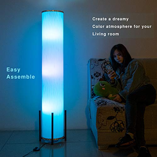 CAUDTK Column Floor Lamps Remote Control Dimmable 61 Inch 3 Smart Light Bulbs Color Changing Modern LED RGB Tall Standing Lamp for Living Room Bedroom Kids Room