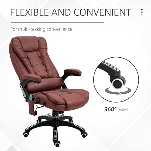 Vinsetto Ergonomic Vibrating Massage Office Chair High Back Executive Heated Chair with 6 Point Vibration Reclining Backrest Padded Armrest Red