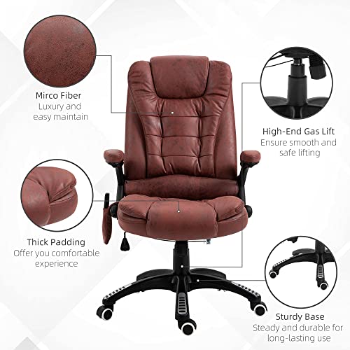 Vinsetto Ergonomic Vibrating Massage Office Chair High Back Executive Heated Chair with 6 Point Vibration Reclining Backrest Padded Armrest Red