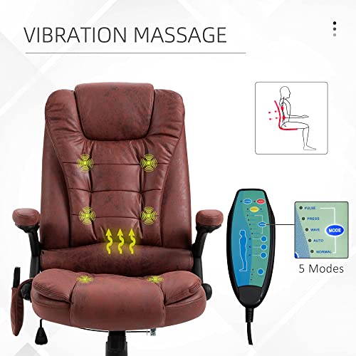 Vinsetto Ergonomic Vibrating Massage Office Chair High Back Executive Heated Chair with 6 Point Vibration Reclining Backrest Padded Armrest Red