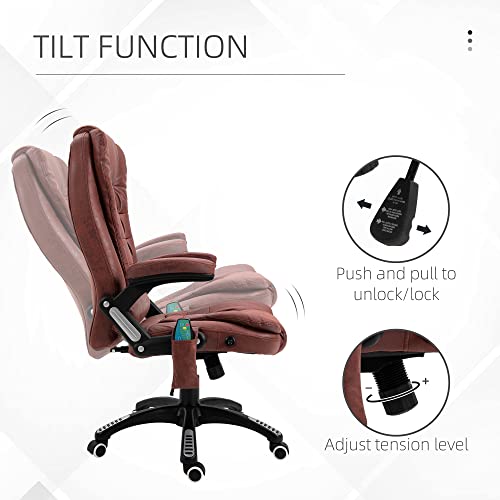 Vinsetto Ergonomic Vibrating Massage Office Chair High Back Executive Heated Chair with 6 Point Vibration Reclining Backrest Padded Armrest Red