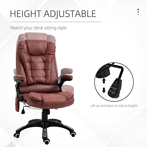 Vinsetto Ergonomic Vibrating Massage Office Chair High Back Executive Heated Chair with 6 Point Vibration Reclining Backrest Padded Armrest Red