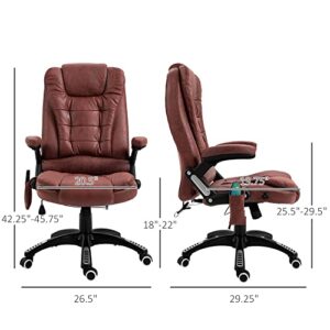 Vinsetto Ergonomic Vibrating Massage Office Chair High Back Executive Heated Chair with 6 Point Vibration Reclining Backrest Padded Armrest Red