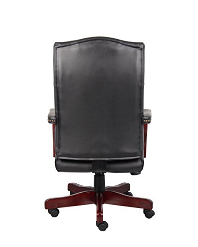 Boss Office Products Classic Executive Caressoft Chair with Mahogany Finish in Black