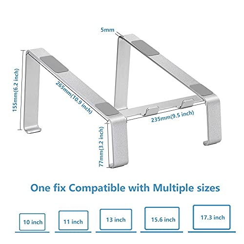 LIIAMOAR Laptop Stand, Aluminum Computer Riser, Ergonomic Laptops Elevator for Desk, Metal Holder Compatible with 10 to 17.3 Inches Notebook Computer, (Silver)