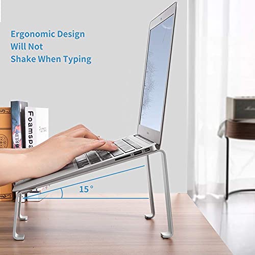 LIIAMOAR Laptop Stand, Aluminum Computer Riser, Ergonomic Laptops Elevator for Desk, Metal Holder Compatible with 10 to 17.3 Inches Notebook Computer, (Silver)