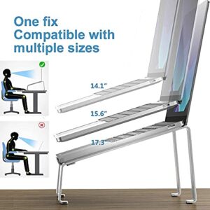 LIIAMOAR Laptop Stand, Aluminum Computer Riser, Ergonomic Laptops Elevator for Desk, Metal Holder Compatible with 10 to 17.3 Inches Notebook Computer, (Silver)