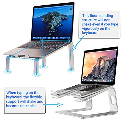 LIIAMOAR Laptop Stand, Aluminum Computer Riser, Ergonomic Laptops Elevator for Desk, Metal Holder Compatible with 10 to 17.3 Inches Notebook Computer, (Silver)