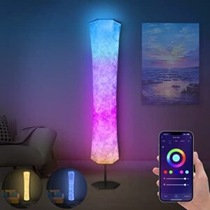 amercot floor lamp,rgb color changing led lamp,smart lamp ,alexa app light control,59″ modern lamp with remote,music mode,dimmable standing lamp for living room bedroom game room