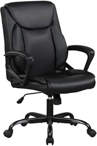 home office chair ergonomic office chair desk chair pu leather task chair executive rolling swivel mid back computer chair with lumbar support armrest adjustable chair,black