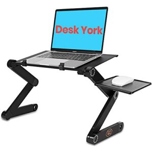 desk york flexible laptop stand for couch/recliner/sofa – computer table, laptop holder for bed – cool desk for office & home – bday gifts for man, women, mom, dad, student, friend-aluminum-black