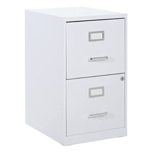 osp home furnishings 2 drawer locking metal file cabinet, white