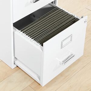 OSP Home Furnishings 2 Drawer Locking Metal File Cabinet, White