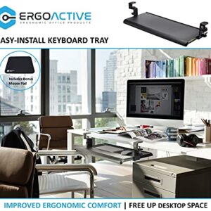 ErgoActive Extra Wide Under Desk Keyboard Tray with Clamp On Easy Installation, Fits Full Size Keyboard and Mouse, Office, Home, School, Gaming Keyboard Tray (32" x 12.2")