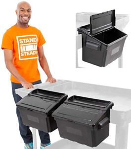 tubstr storage bins for utility carts | 2 attachable plastic tubs w/removable lids | 3 gallon bins fit most utility tub carts | easy removable storage for tools & supplies (black /2-pack/bins only)
