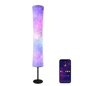 sdaiv rgb led floor lamps, diy mode color changing lamp with alexa & google app control, music sync light for living room bedroom (round)