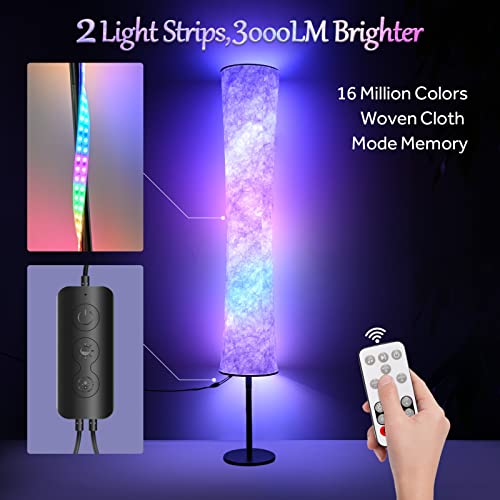 sdaiv RGB Led Floor Lamps, DIY Mode Color Changing Lamp with Alexa & Google APP Control, Music Sync Light for Living Room Bedroom (Round)